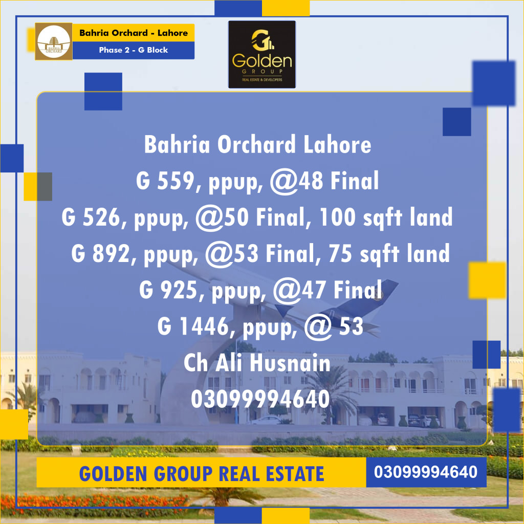 5 Marla Residential Plot for Sale in Phase 2 - G Block -  Bahria Orchard, Lahore - (BP-354038)