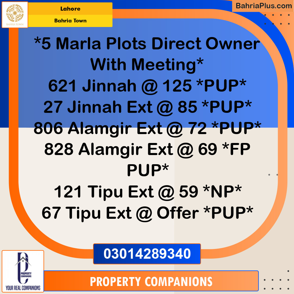 Residential Plot for Sale in Bahria Town, Lahore - (BP-354090)