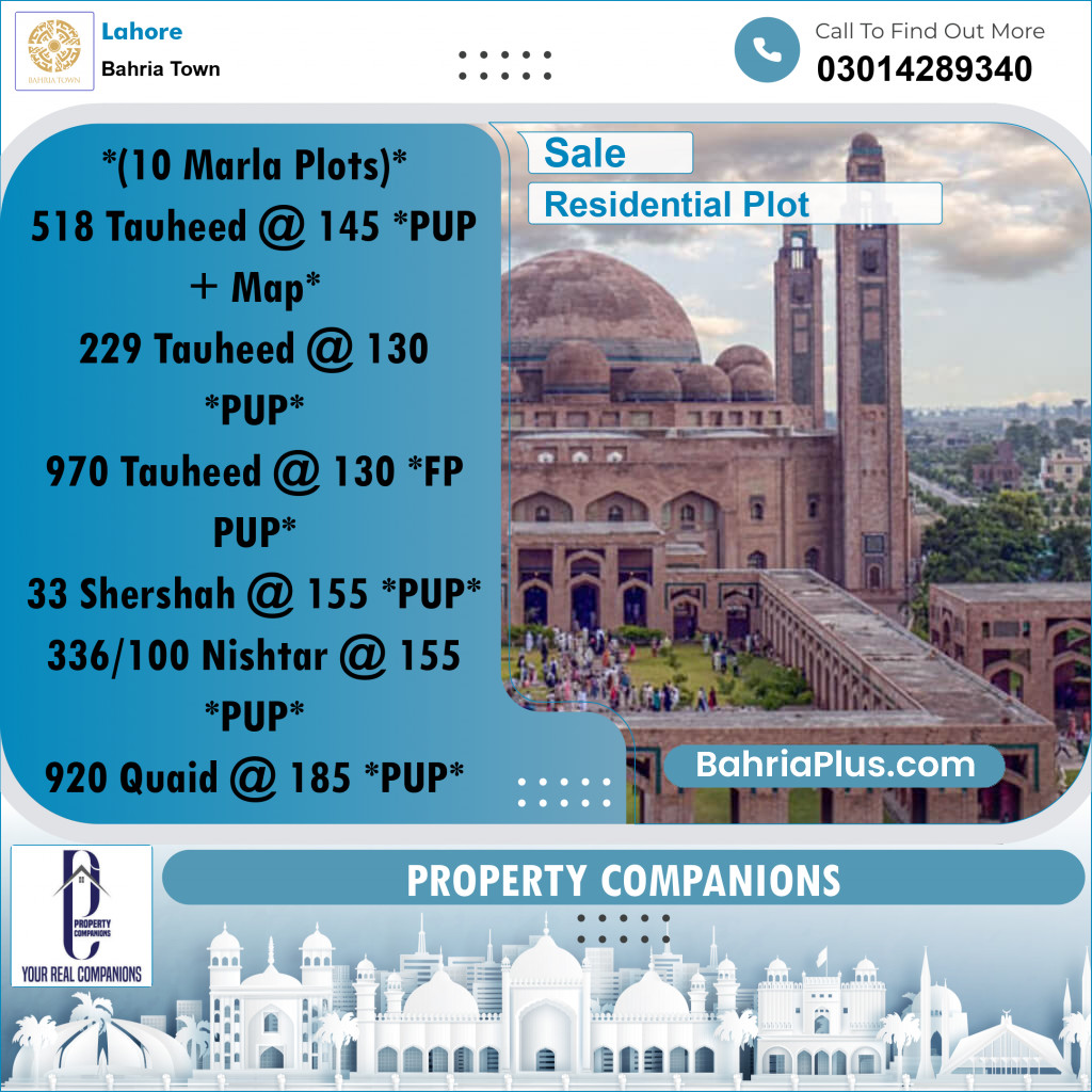 Residential Plot for Sale in Bahria Town, Lahore - (BP-354094)