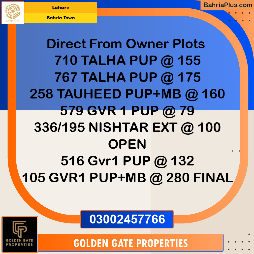 Residential Plot for Sale in Bahria Town, Lahore - (BP-354103)