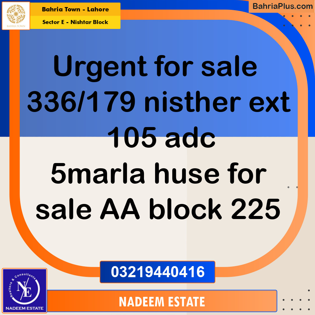 Residential Plot for Sale in Sector E - Nishtar Block -  Bahria Town, Lahore - (BP-354104)
