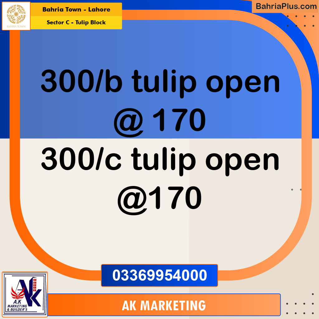 10 Marla Residential Plot for Sale in Sector C - Tulip Block -  Bahria Town, Lahore - (BP-354108)