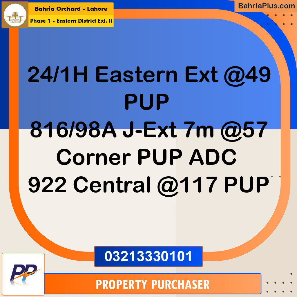 5 Marla Residential Plot for Sale in Phase 1 - Eastern District Ext. II -  Bahria Orchard, Lahore - (BP-354124)