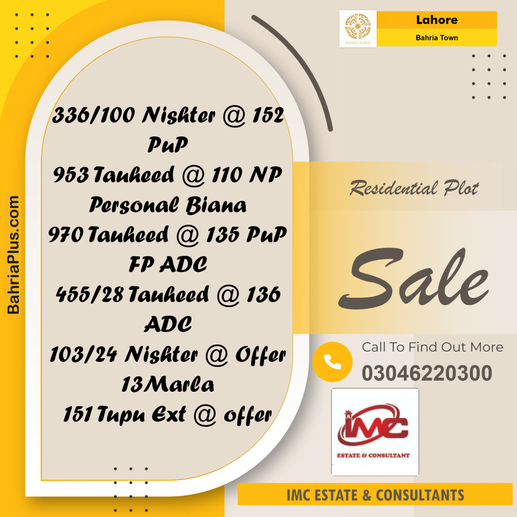 Residential Plot for Sale in Bahria Town, Lahore - (BP-354158)