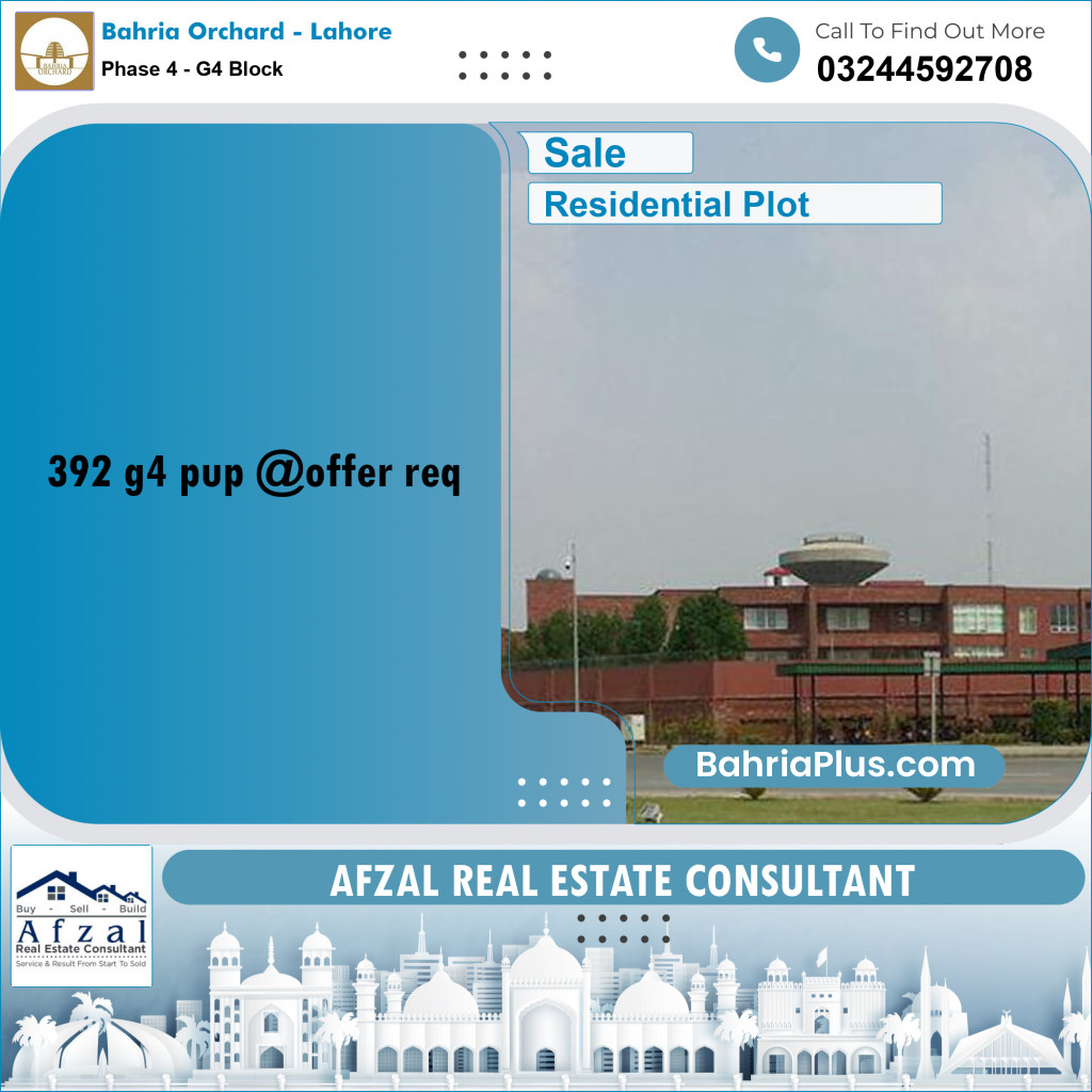 10 Marla Residential Plot for Sale in Phase 4 - G4 Block -  Bahria Orchard, Lahore - (BP-354180)