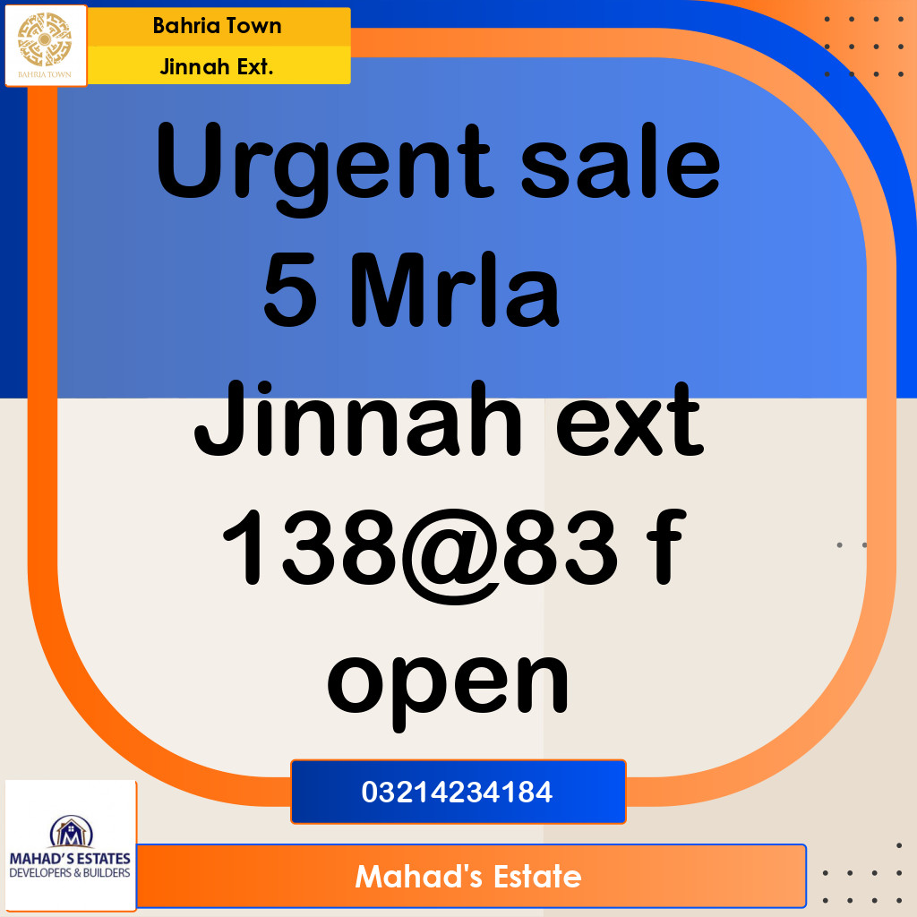 Residential Plot for Sale in Sector E - Jinnah Ext. Block -  Bahria Town, Lahore - (BP-354207)