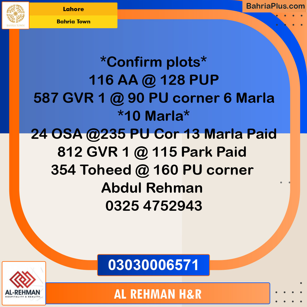 5 Marla Residential Plot for Sale in Bahria Town, Lahore - (BP-354247)
