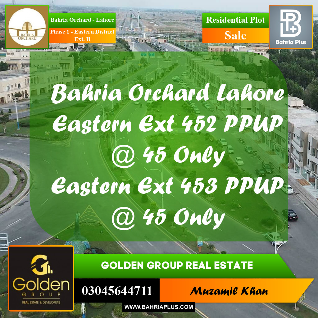 5 Marla Residential Plot for Sale in Phase 1 - Eastern District Ext. II -  Bahria Orchard, Lahore - (BP-354259)