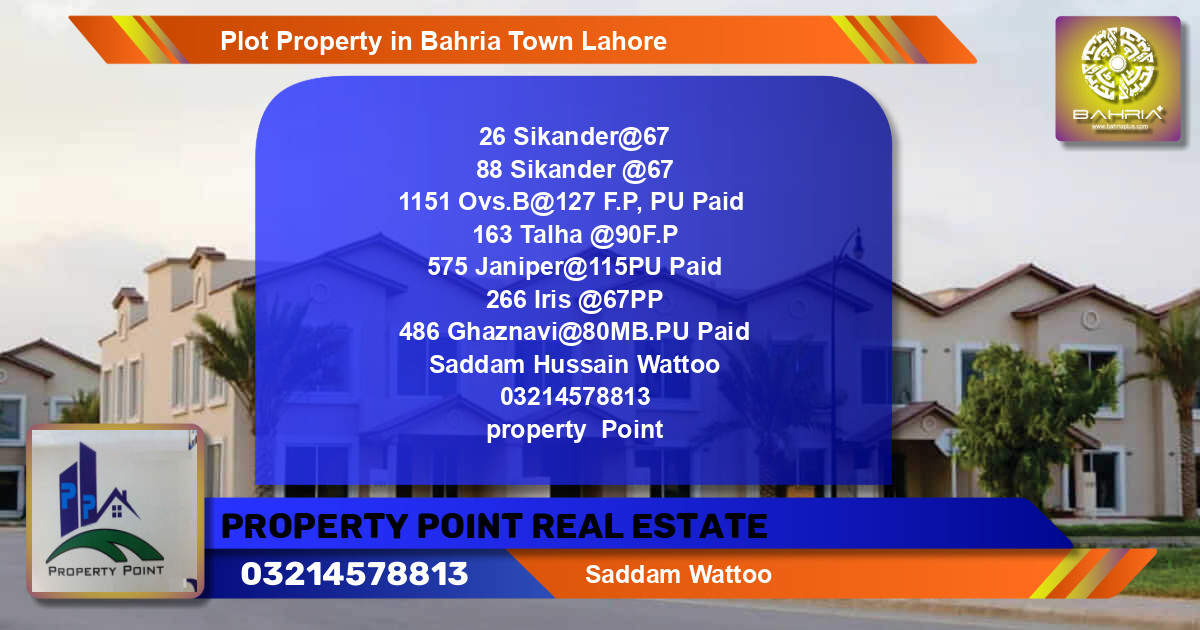 Residential Plot for Sale in Bahria Town, Lahore - (BP-35426)