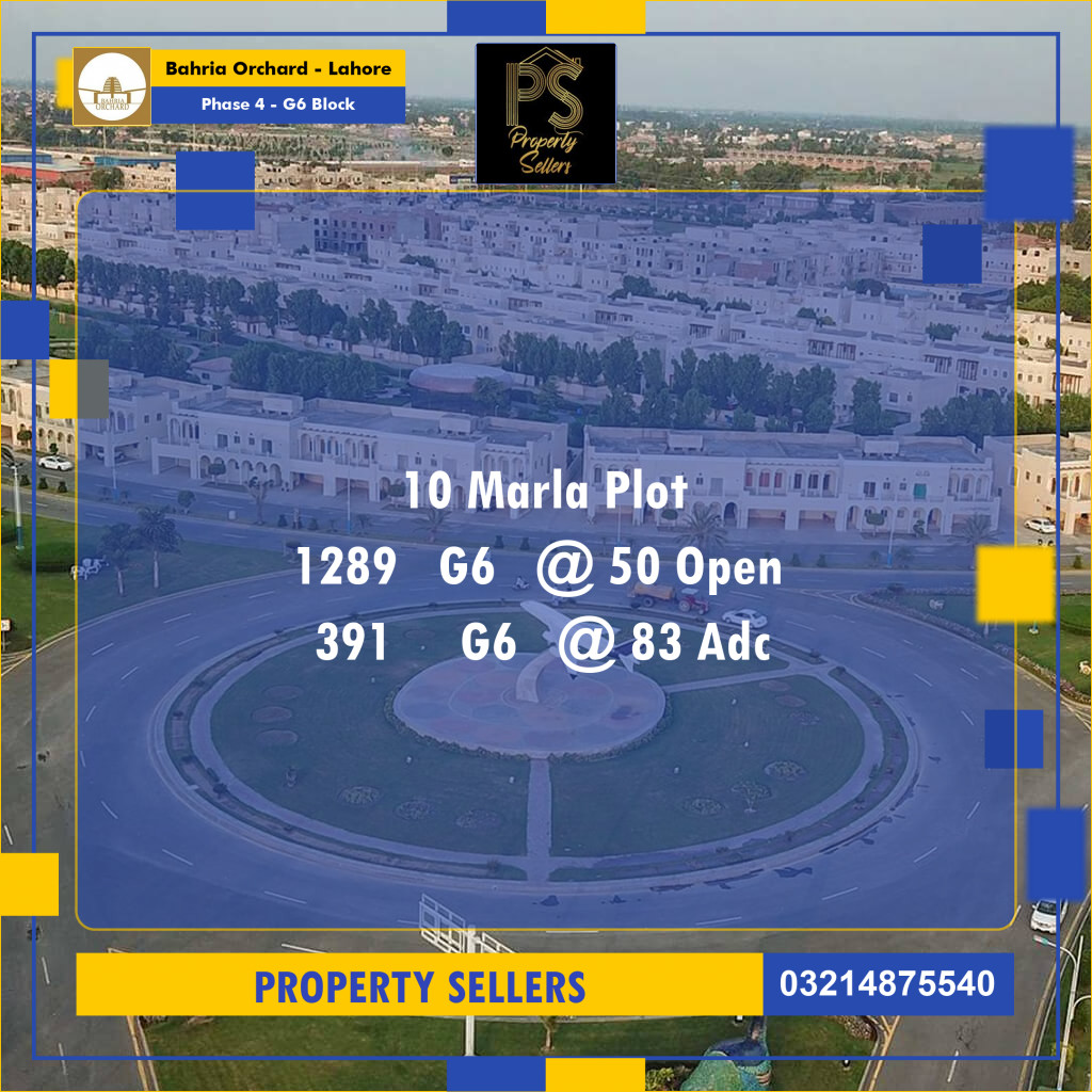 10 Marla Residential Plot for Sale in Phase 4 - G6 Block -  Bahria Orchard, Lahore - (BP-354428)