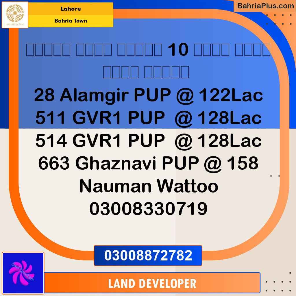 10 Marla Residential Plot for Sale in Bahria Town, Lahore - (BP-354503)