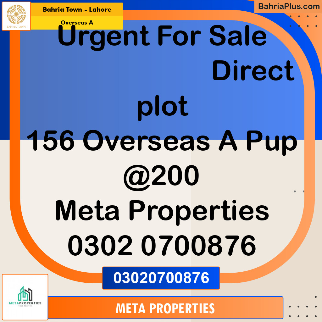 10 Marla Residential Plot for Sale in Overseas A -  Bahria Town, Lahore - (BP-354553)