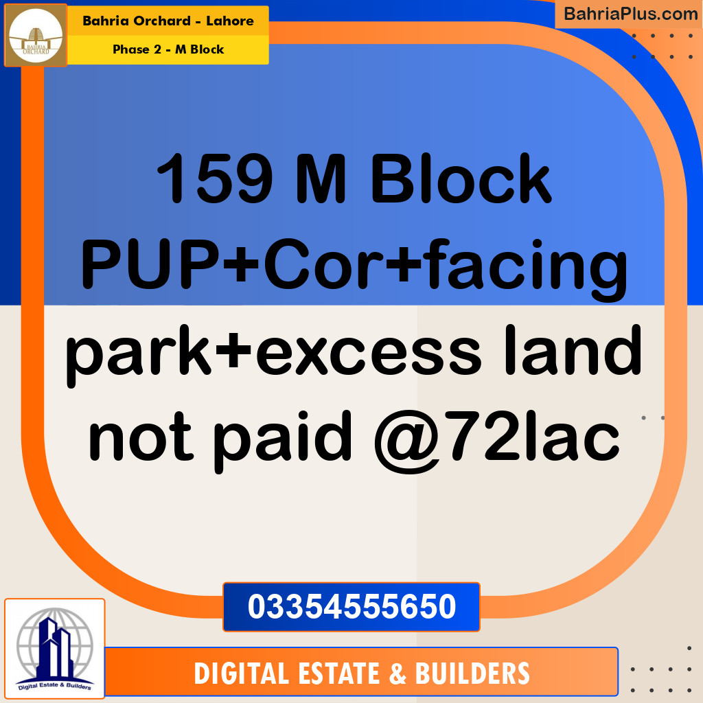 5 Marla Residential Plot for Sale in Phase 2 - M Block -  Bahria Orchard, Lahore - (BP-354558)