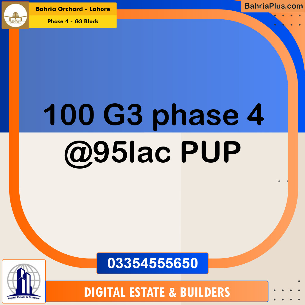 10 Marla Residential Plot for Sale in Phase 4 - G3 Block -  Bahria Orchard, Lahore - (BP-354566)