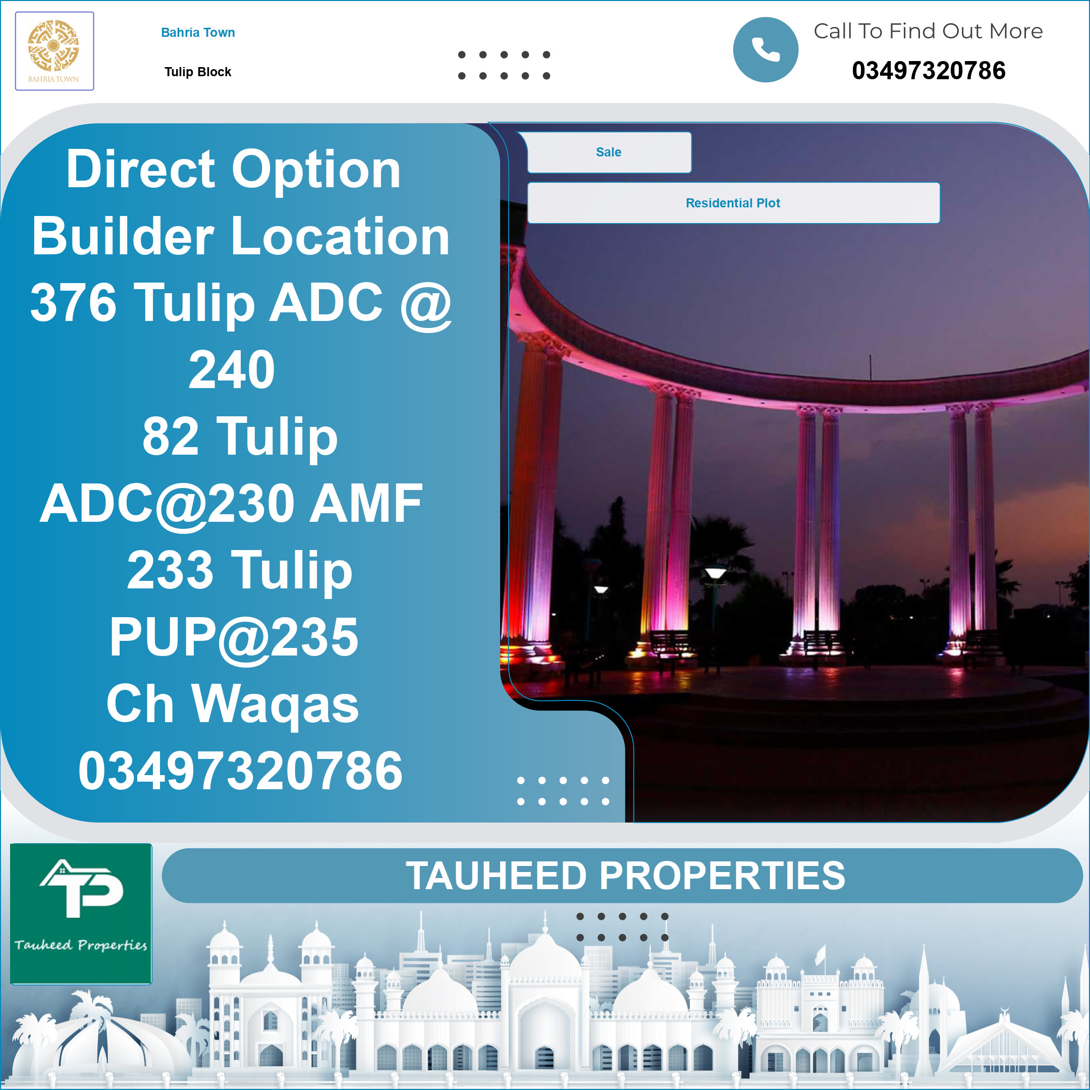 10 Marla Residential Plot for Sale in Sector C - Tulip Block -  Bahria Town, Lahore - (BP-354589)