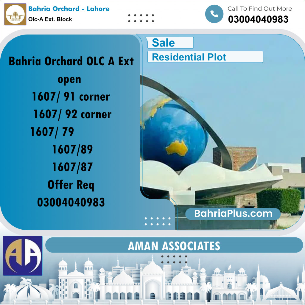Residential Plot for Sale in OLC-A Ext. Block -  Bahria Orchard, Lahore - (BP-354593)