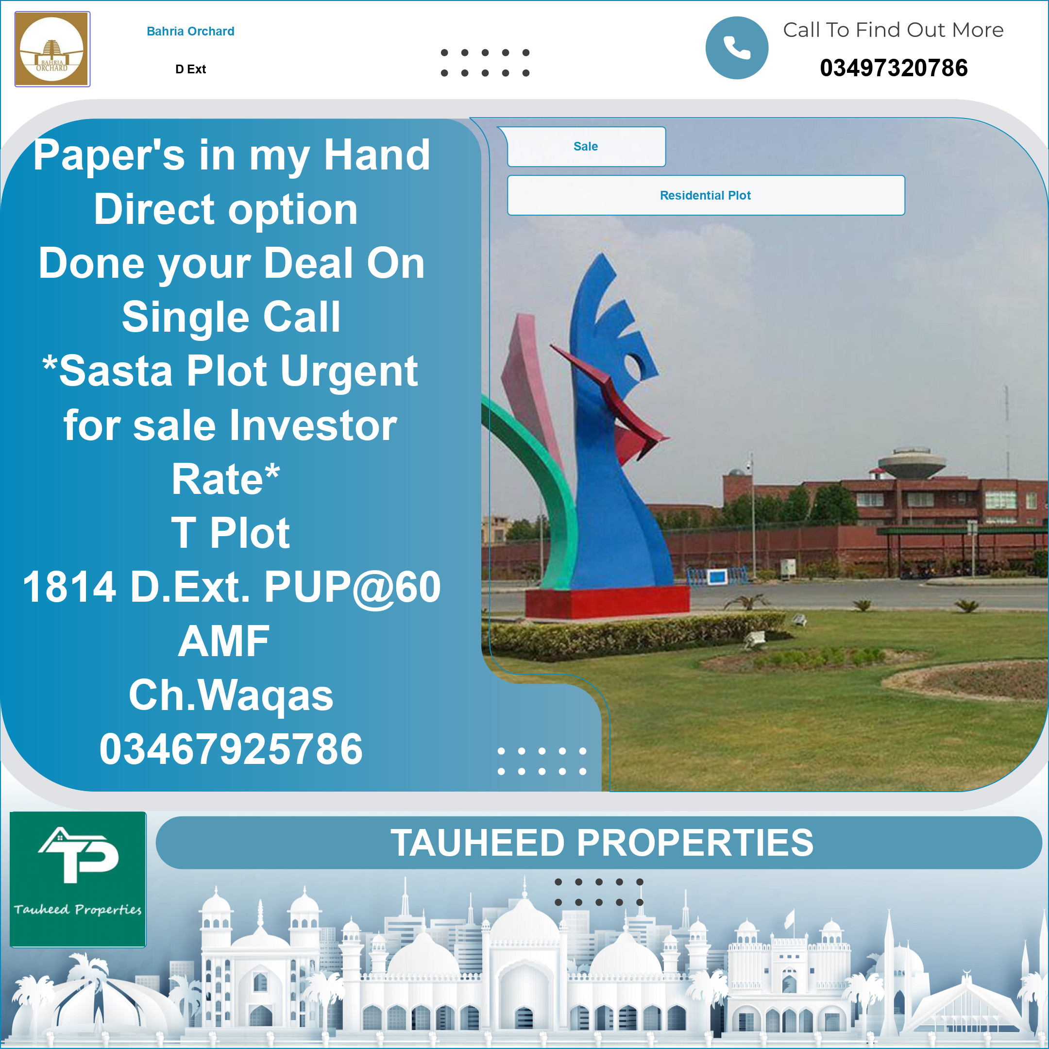 8 Marla Residential Plot for Sale in Phase 2 - D Ext -  Bahria Orchard, Lahore - (BP-354605)