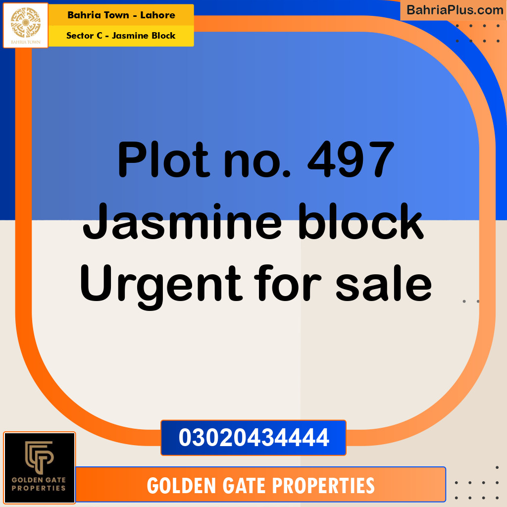 10 Marla Residential Plot for Sale in Sector C - Jasmine Block -  Bahria Town, Lahore - (BP-354612)