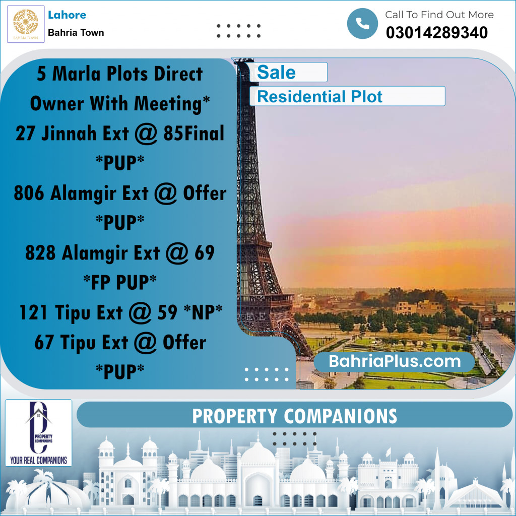 Residential Plot for Sale in Bahria Town, Lahore - (BP-354658)
