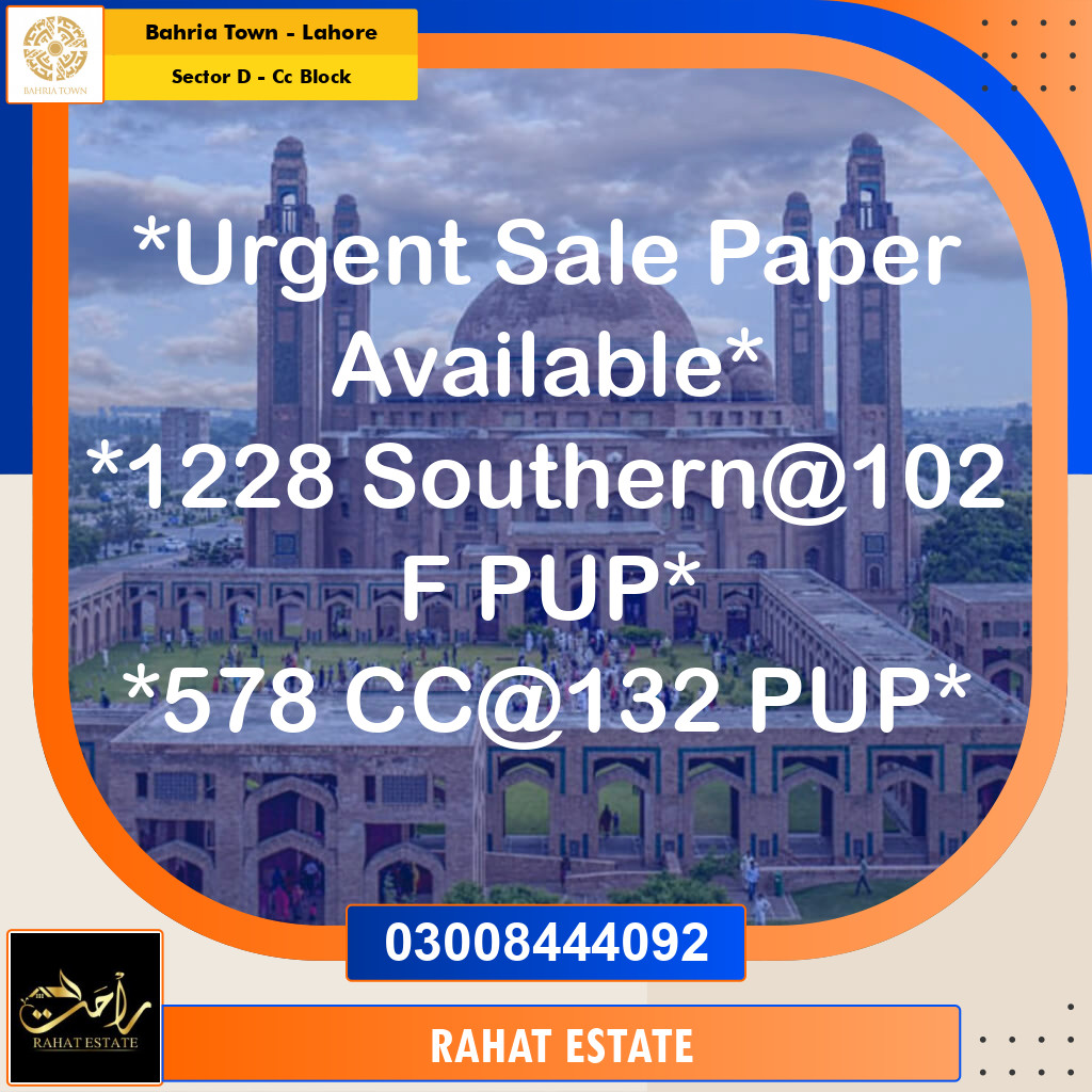 10 Marla Residential Plot for Sale in Sector D - CC Block -  Bahria Town, Lahore - (BP-354666)