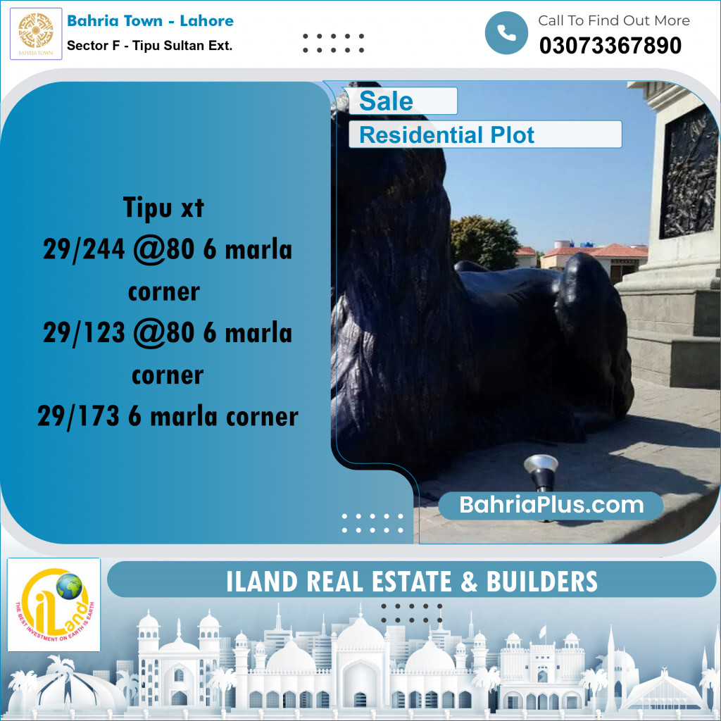 6 Marla Residential Plot for Sale in Sector F - Tipu Sultan Ext. -  Bahria Town, Lahore - (BP-354678)
