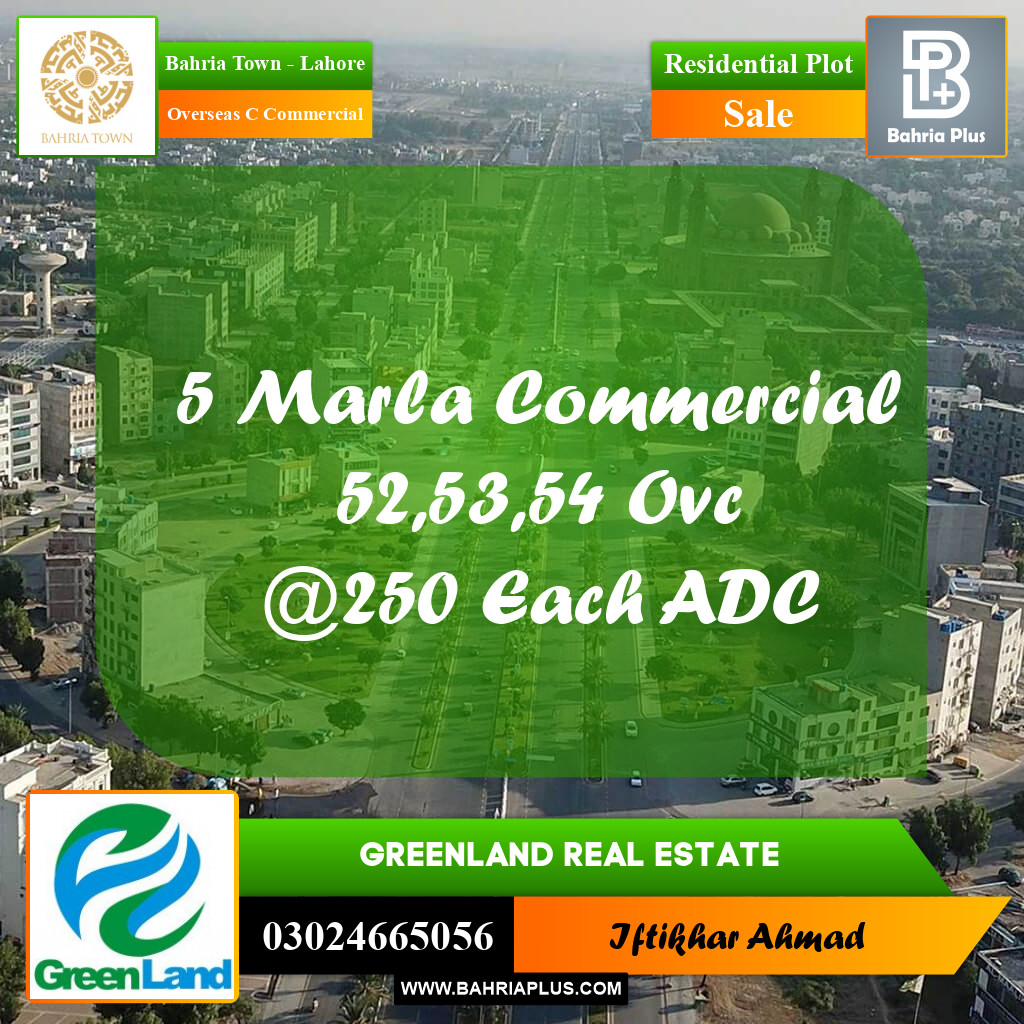 5 Marla Residential Plot for Sale in Overseas C Commercial -  Bahria Town, Lahore - (BP-354787)