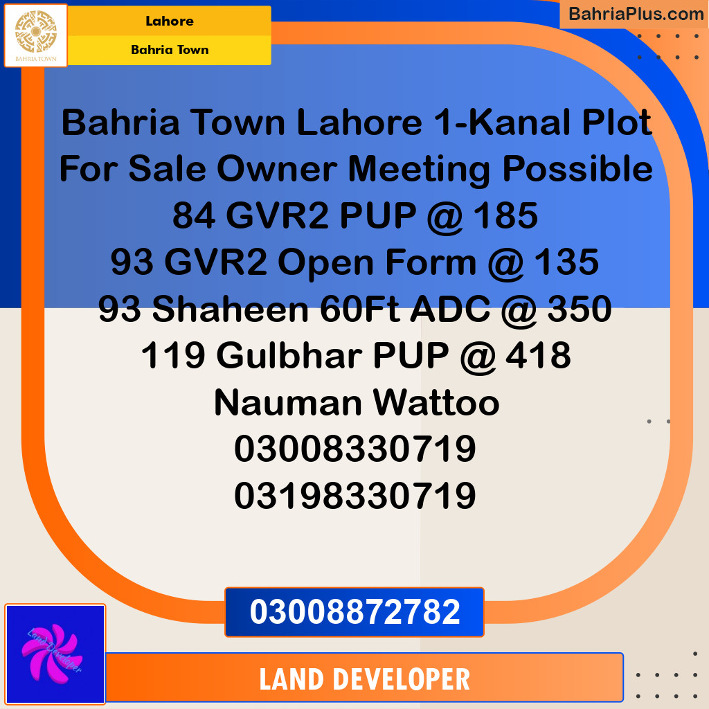 5 Marla Residential Plot for Sale in Bahria Town, Lahore - (BP-354833)