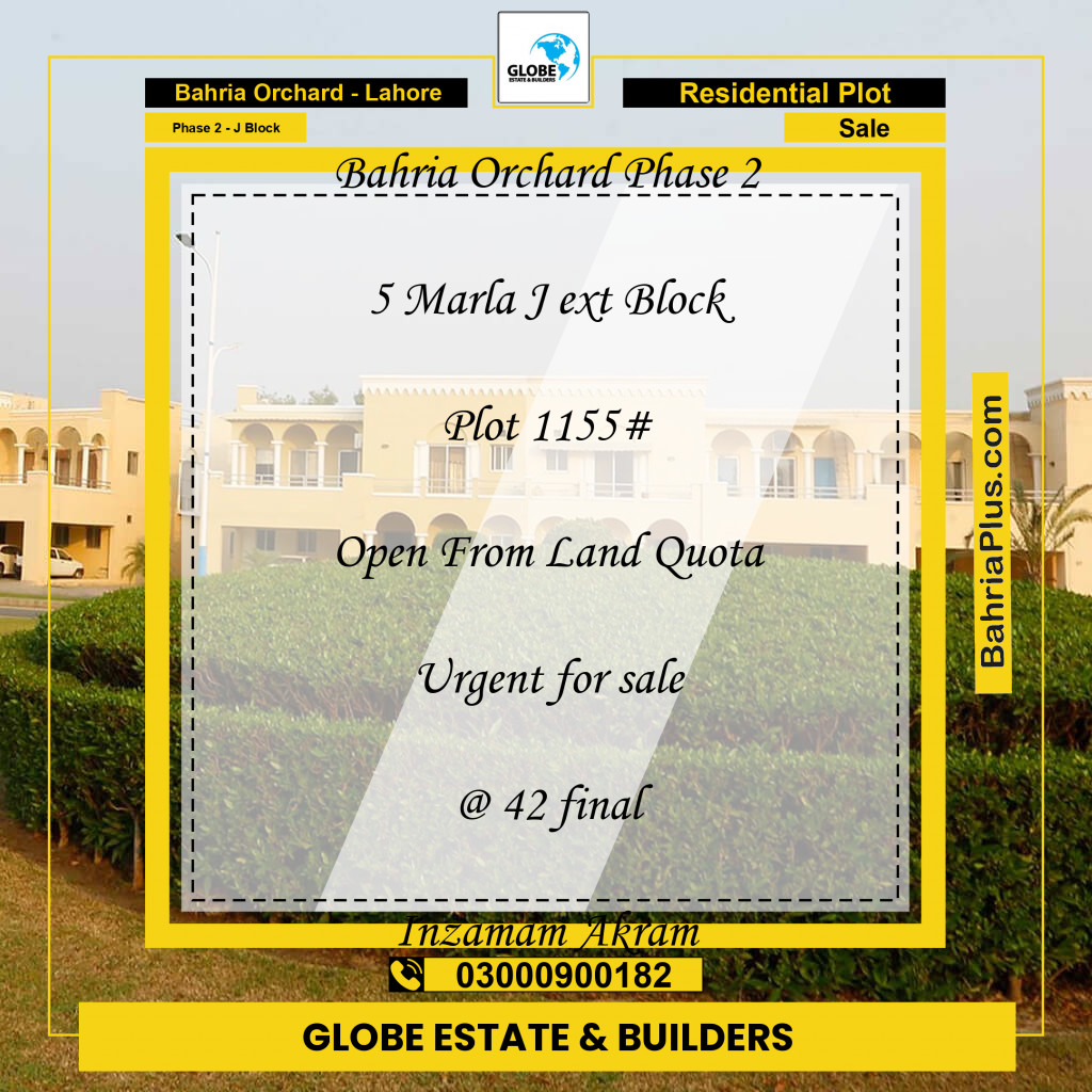 5 Marla Residential Plot for Sale in Phase 2 - J Block -  Bahria Orchard, Lahore - (BP-354864)