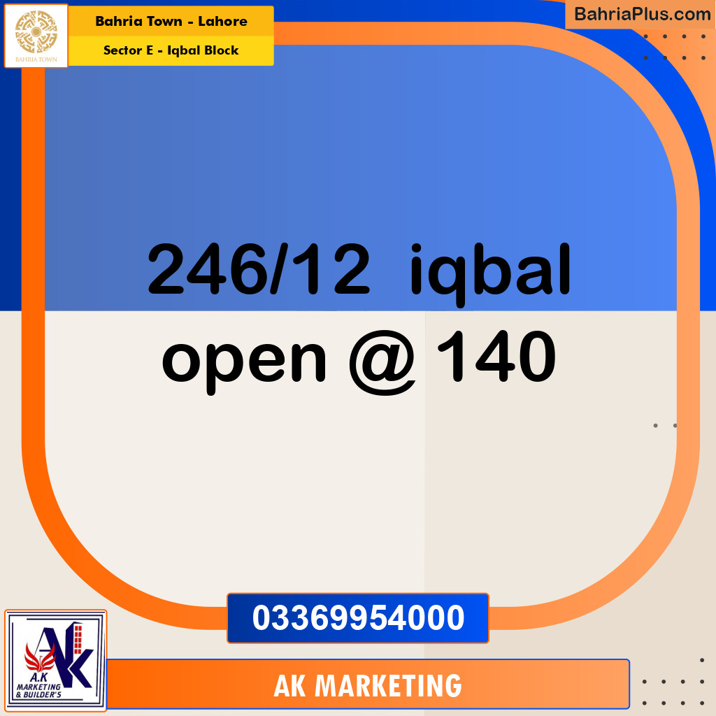 10 Marla Residential Plot for Sale in Sector E - Iqbal Block -  Bahria Town, Lahore - (BP-354898)