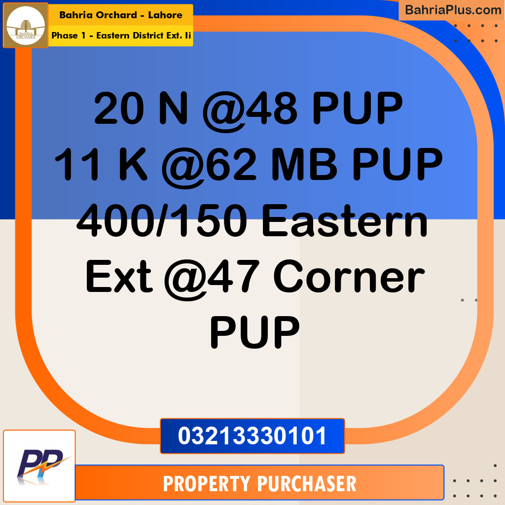 5 Marla Residential Plot for Sale in Phase 1 - Eastern District Ext. II -  Bahria Orchard, Lahore - (BP-354952)