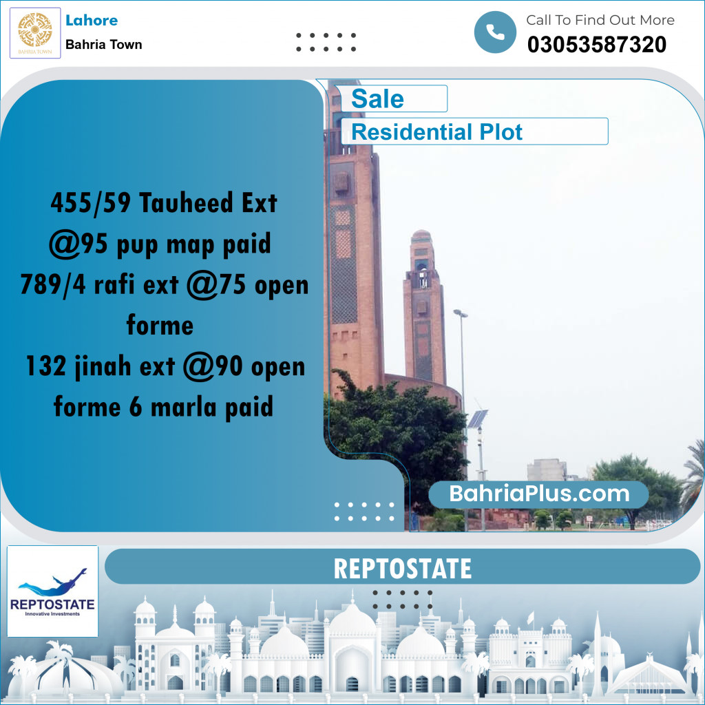 Residential Plot for Sale in Bahria Town, Lahore - (BP-354955)