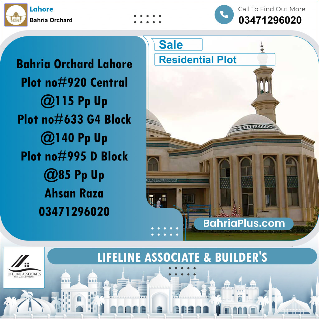 10 Marla Residential Plot for Sale in Bahria Orchard, Lahore - (BP-354972)