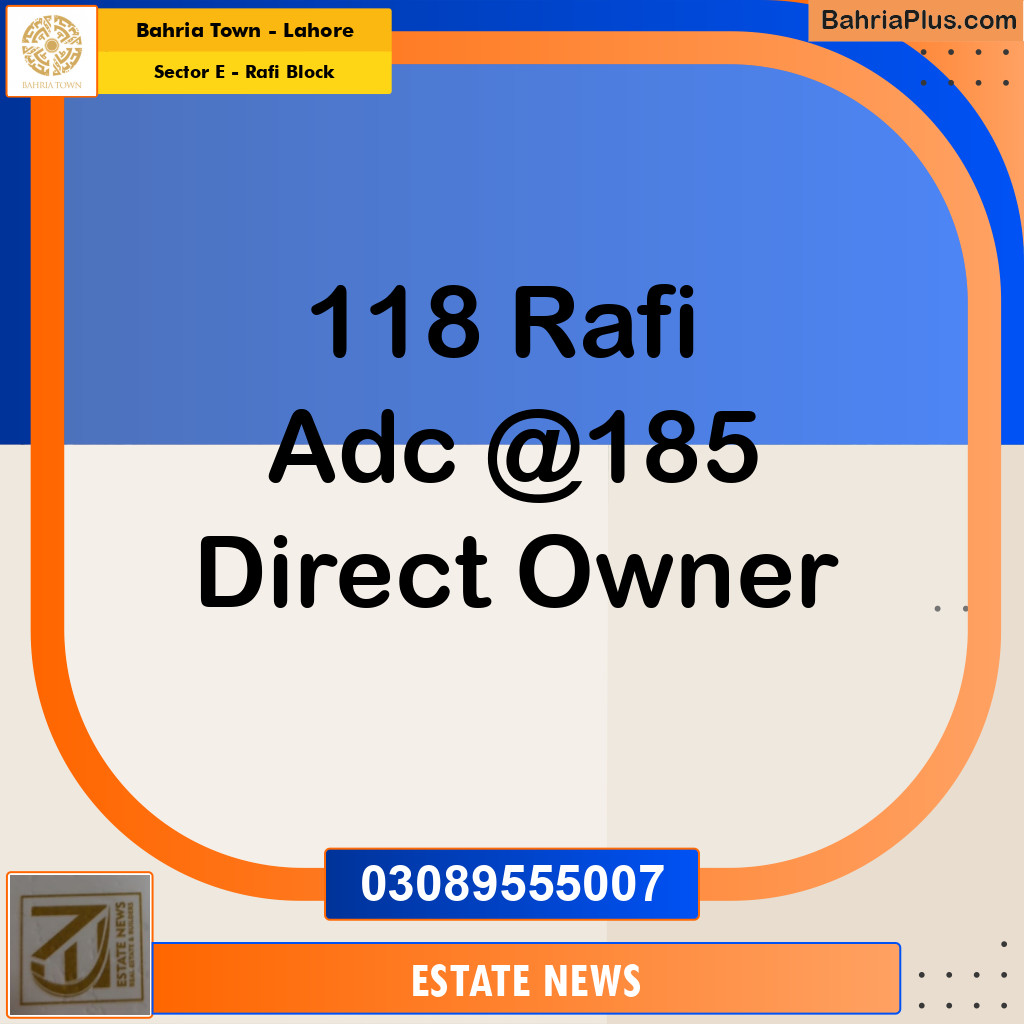 Residential Plot for Sale in Sector E - Rafi Block -  Bahria Town, Lahore - (BP-355177)