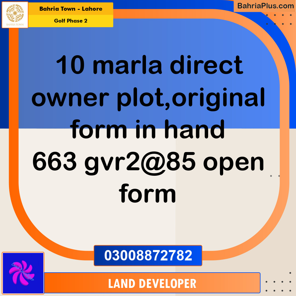 10 Marla Residential Plot for Sale in Golf Phase 2 -  Bahria Town, Lahore - (BP-355241)