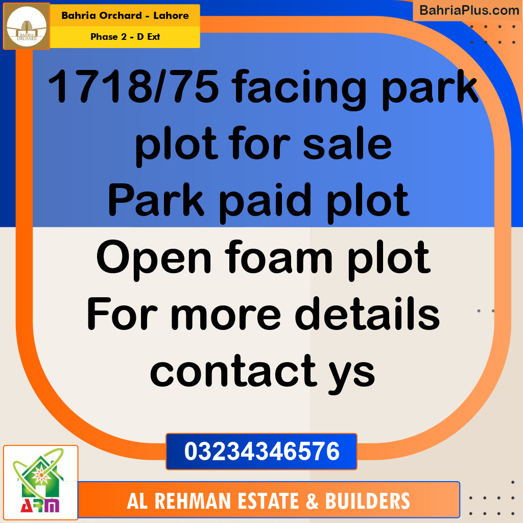 5 Marla Residential Plot for Sale in Phase 2 - D Ext -  Bahria Orchard, Lahore - (BP-355244)