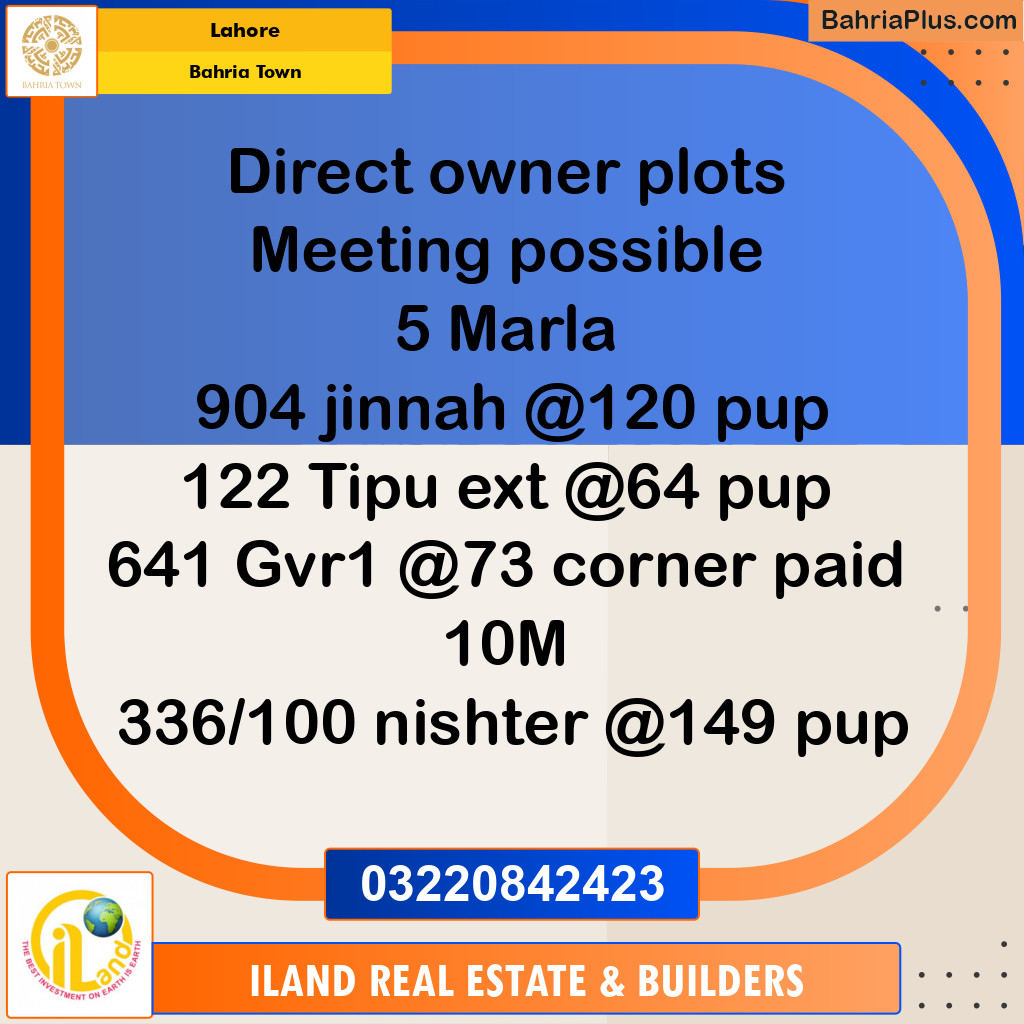 Residential Plot for Sale in Bahria Town, Lahore - (BP-355302)
