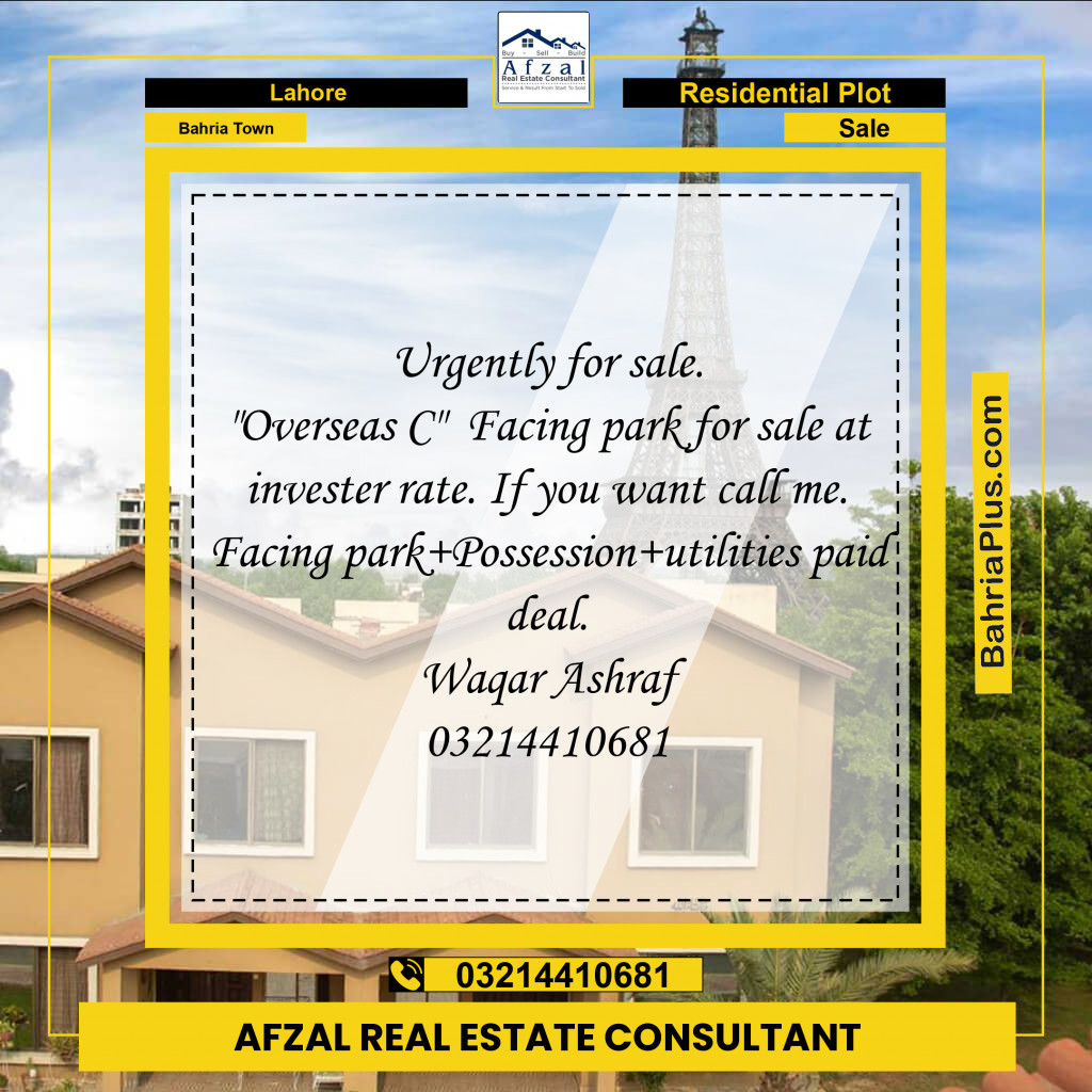 Residential Plot for Sale in Bahria Town, Lahore - (BP-355325)