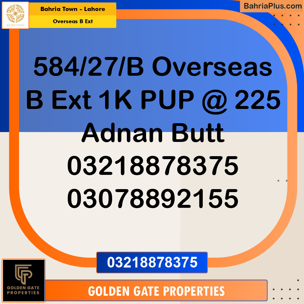 1 Kanal Residential Plot for Sale in Overseas B Ext -  Bahria Town, Lahore - (BP-355352)