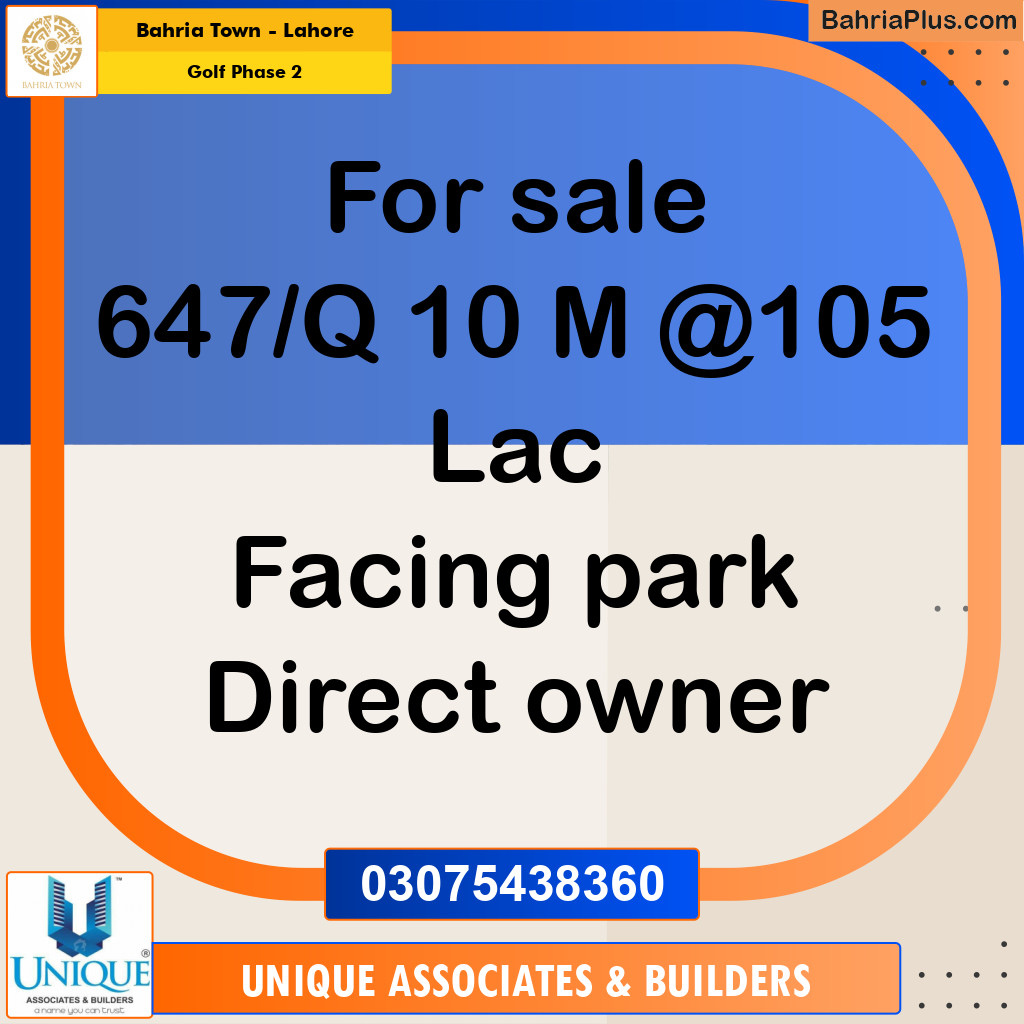 10 Marla Residential Plot for Sale in Golf Phase 2 -  Bahria Town, Lahore - (BP-355376)