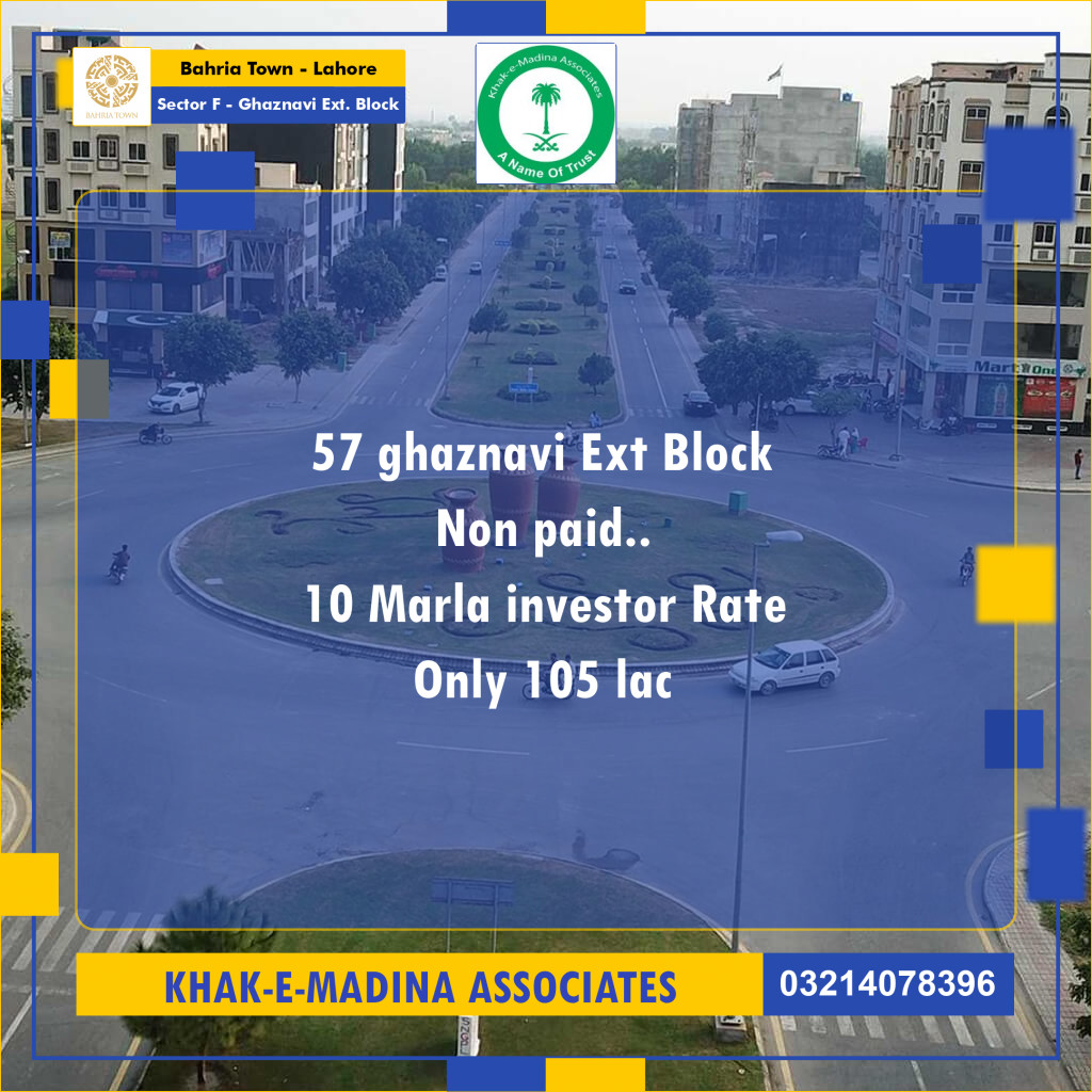 10 Marla Residential Plot for Sale in Sector F - Ghaznavi Ext. Block -  Bahria Town, Lahore - (BP-355382)