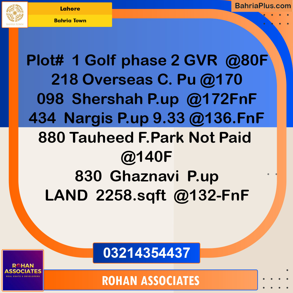 Residential Plot for Sale in Bahria Town, Lahore - (BP-355387)
