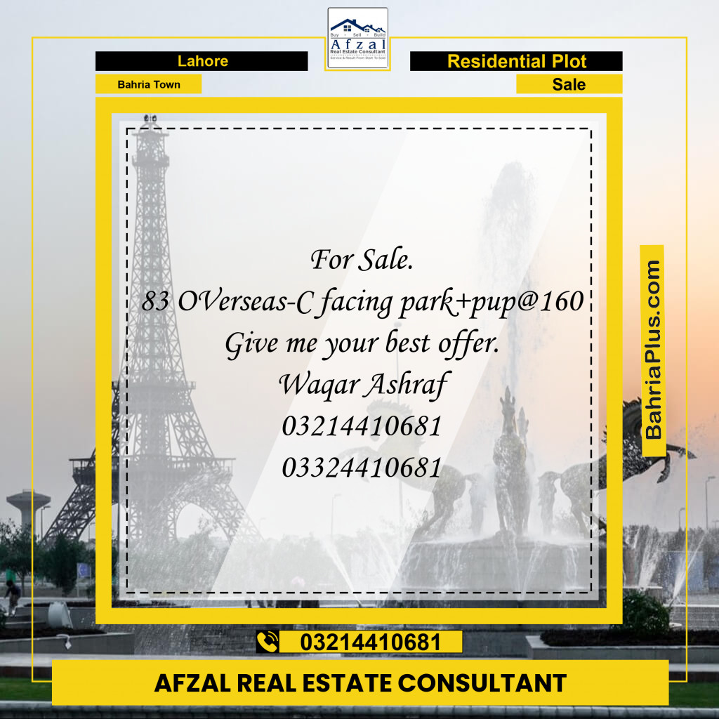 Residential Plot for Sale in Bahria Town, Lahore - (BP-355390)
