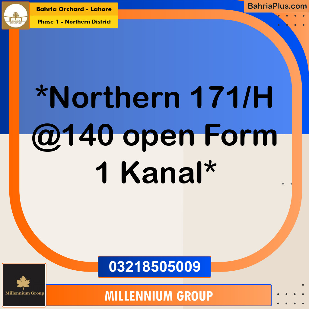 1 Kanal Residential Plot for Sale in Phase 1 - Northern District -  Bahria Orchard, Lahore - (BP-355433)