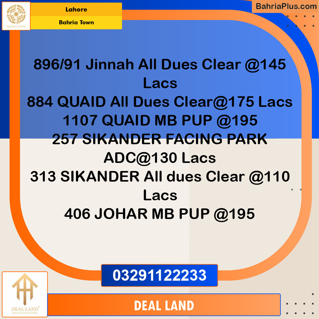 10 Marla Residential Plot for Sale in Bahria Town, Lahore - (BP-355462)