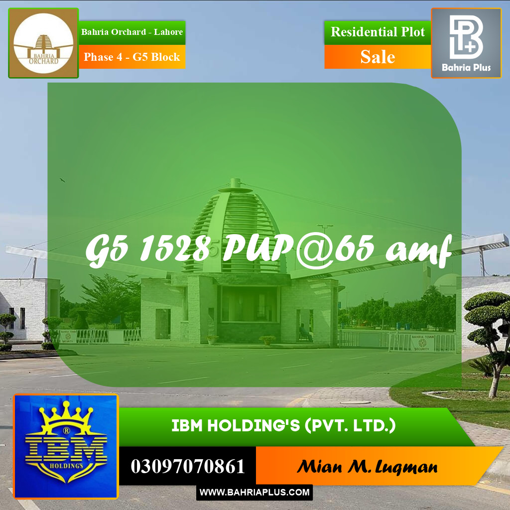 10 Marla Residential Plot for Sale in Phase 4 - G5 Block -  Bahria Orchard, Lahore - (BP-355498)
