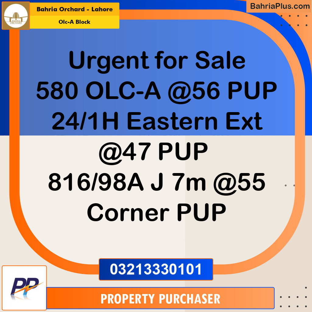 5 Marla Residential Plot for Sale in OLC-A Block -  Bahria Orchard, Lahore - (BP-355507)