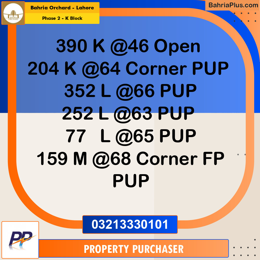 5 Marla Residential Plot for Sale in Phase 2 - K Block -  Bahria Orchard, Lahore - (BP-355509)