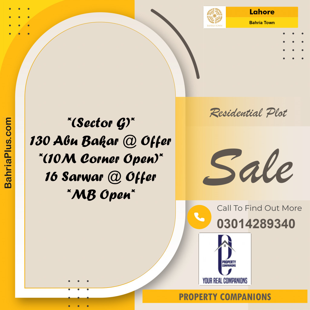 Residential Plot for Sale in Bahria Town, Lahore - (BP-355541)