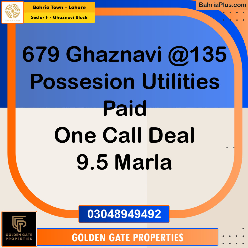 10 Marla Residential Plot for Sale in Sector F - Ghaznavi Block -  Bahria Town, Lahore - (BP-355558)