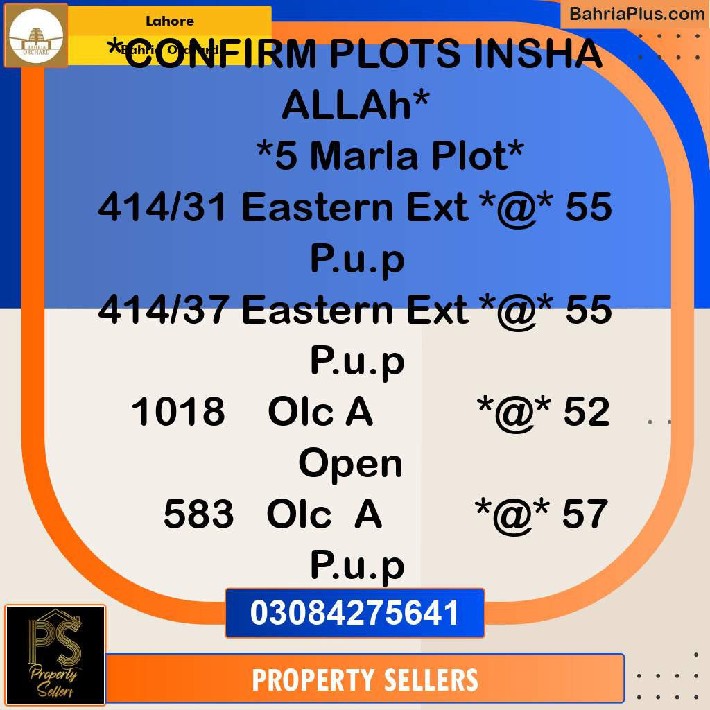 5 Marla Residential Plot for Sale in Bahria Orchard, Lahore - (BP-355570)